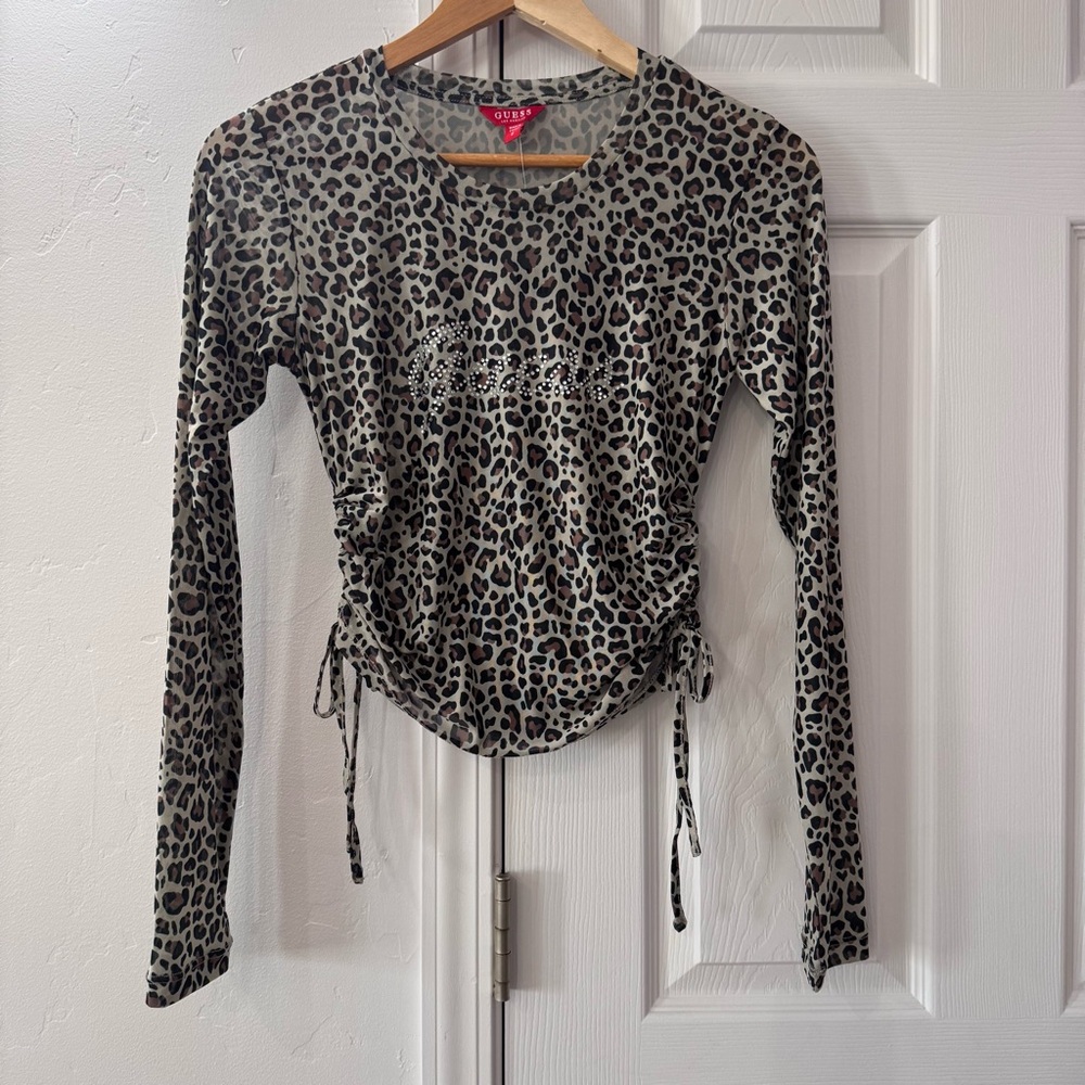 Guess Cheetah Mesh Top Size S